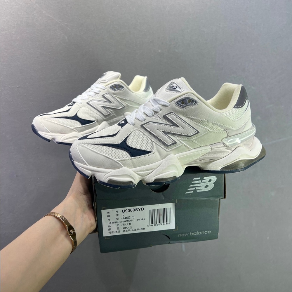 New Balance 9060 Women's White & Navy Chunky Retro-Runner Sneaker - Picture 7 of 7
